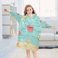 thumbnail image 5 of FORMRS Wearable Blanket Hoodie with Sleeves for Kids Cozy Flannel Sweatshirt, Blue Beach Pattern, 5 of 7