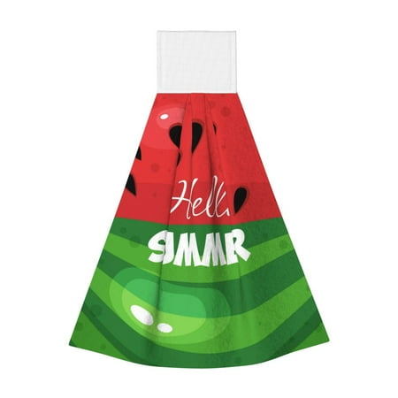 

Easygdp Watermelon Hello Summer Kitchen Hand Towels Hanging Tie Towels Fast Drying Dish Cloth with Loop for Bathroom Restroom Home Decor