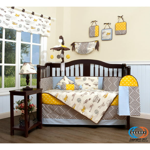 Geenny Boutique Baby 13 Piece Nursery, Yellow And Grey Crib Bedding Sets