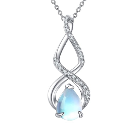 MYSTICPOEM Infinity Necklace 925 Sterling Silver Moonstone Pendant Necklace Infinity Jewelry Christmas Birthday Gifts for Women Lover