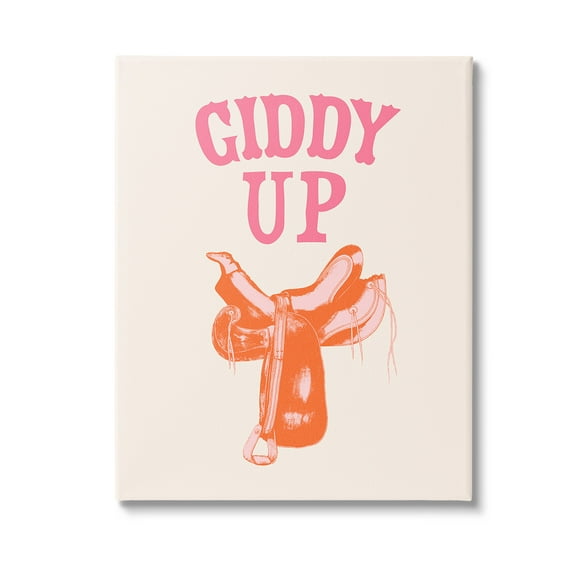 Stupell Industries Giddy Up Phrase Typography Painting Gallery Wrapped Canvas Art Print Wall Art, 16 x 20