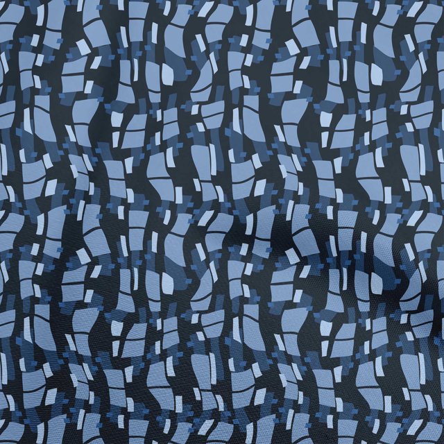 oneOone Tissu en Viscose Chiffon Bleu Abstrait pour Robe Tissu Imprimé au Mètre 42 Pouces de Large