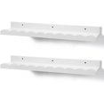 thumbnail image 1 of Set of 2 - White Floating Shelves, Picture Ledge Shelf for Wall Decor and Storage - Perfect for Books, Photo Frames, Kitchen Spice Rack, Natural Wood, FT052024, 1 of 7