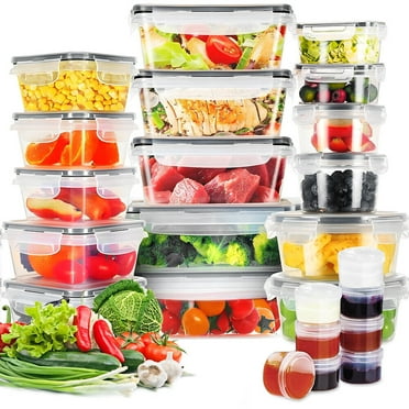 24 Pcs Airtight Food Storage Container Set - BPA Free Clear Plastic Kitchen and Pantry Organization Meal Prep Lunch Container with Durable Leak Proof Lids