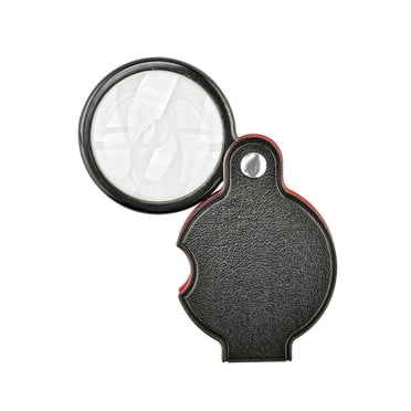 6x Glass Lens Pocket Magnifier With Leather Pouch - Folding Magnifying Tool
