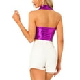 thumbnail image 4 of TOP CROP Holográfico INSPIRE CHIC para Mujeres, Brillante y Reluciente, Halter Metálico, Talla M, Color Púrpura, 4 of 5