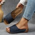 thumbnail image 2 of Women Slippers with Arch Support Wedge Thick Sole Hollow Open Toe Slip-on Slides Women Footwear Beach Vacation Holiday Vintage FashionNavy 7, 2 of 9