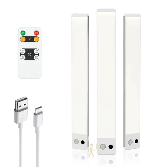 Dawnrise 12 in. Rechargeable Motion Sensor Dimmable with Remote Control LED Under-Cabinet Lights, 4000K (3 Count)