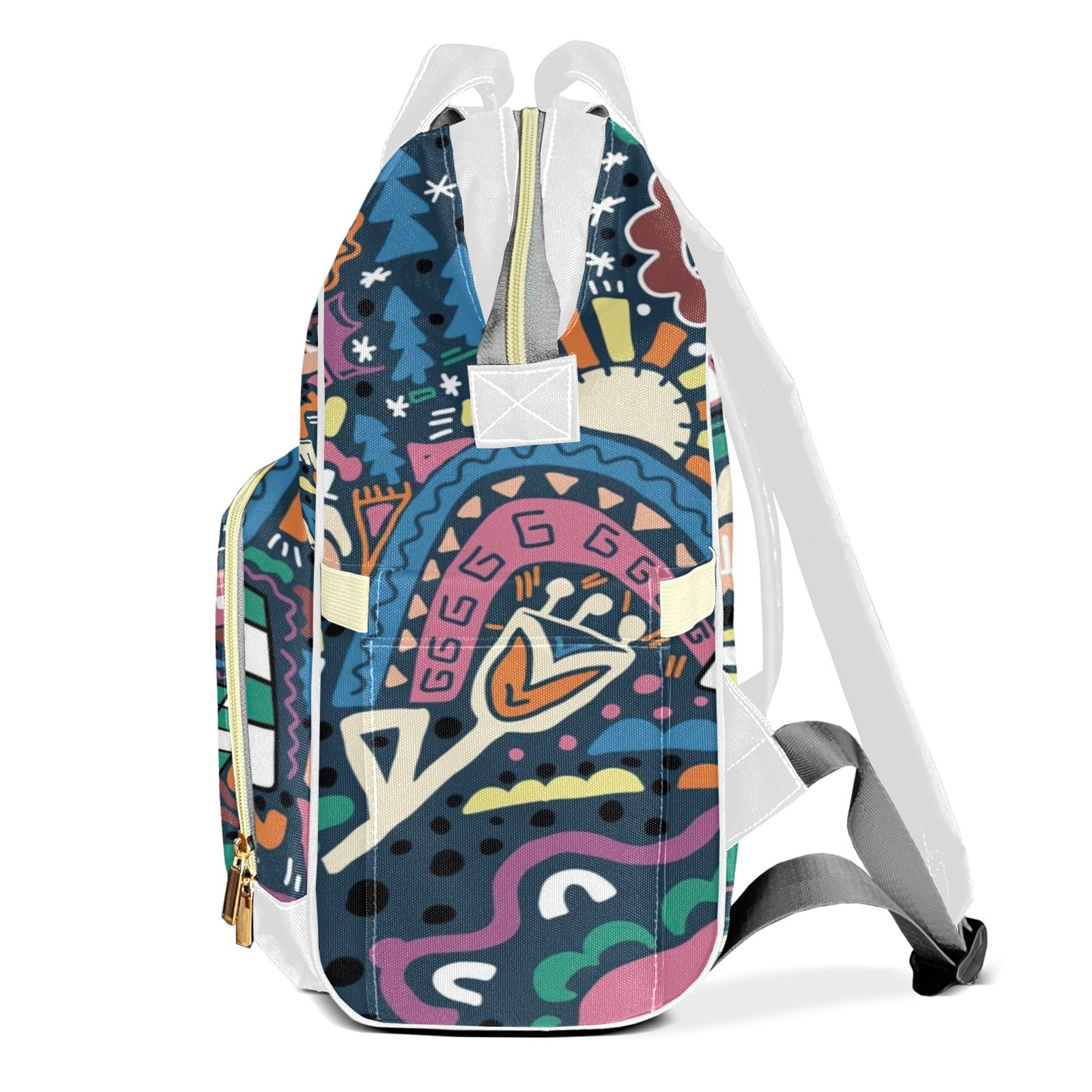Abstract Cars Chess Diaper Backpack – Large Capacity, Insulated Baby Bottle Pocket, Multifunctional Mommy Bag for Boys & Girls