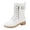 White, variant on Rokment Mid Calf Winter Snow Boots for Women with Fleece Lined Warm Classic Casual Leather Zipper Buckles Chunky Low Heel Short Combat Riding Boots