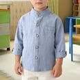 thumbnail image 3 of EnJoCho Boys Girls Collar Shirts Kids Cotton Button Down School Unifor𝗆 T-Shirt Teen Long Sleeve Soft Plain Summer Blouse Boys Linen Blend Casual Shirt, 3 of 6