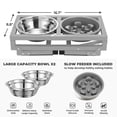 thumbnail image 5 of Veehoo Elevated Dog Bowls, Adjustable Metal Dog Dish Stand with 2 Food Bowls & 1 Slow Feeder, Grey, 5 of 8