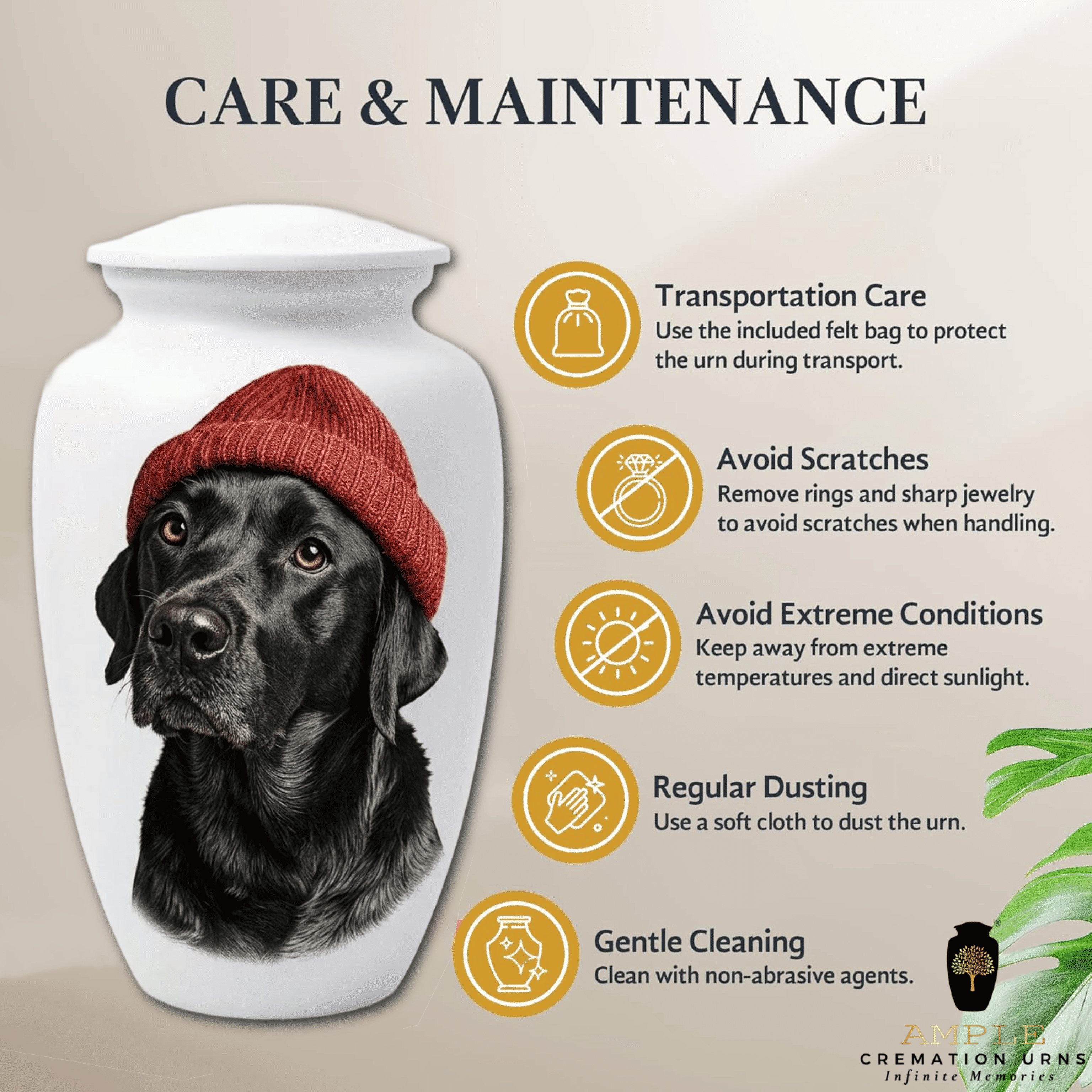Black Dog Memorial Urn – Handmade Aluminum Pet Cremation Urn with Artistic Dog Portrait