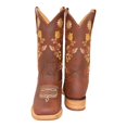 thumbnail image 2 of Women’s Genuine Leather Brown Cowgirl Cowboy Boot Floral Embroidered Square Toe Western Boot, 2 of 4