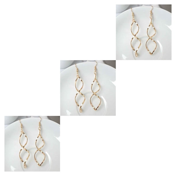 sweethay 1 Pair Metal Woman Earrings Portable Party Working Plating Twist Drop Gift Office Jewelry Ear Spiral Shape Christmas Ornamental Type1 NO1