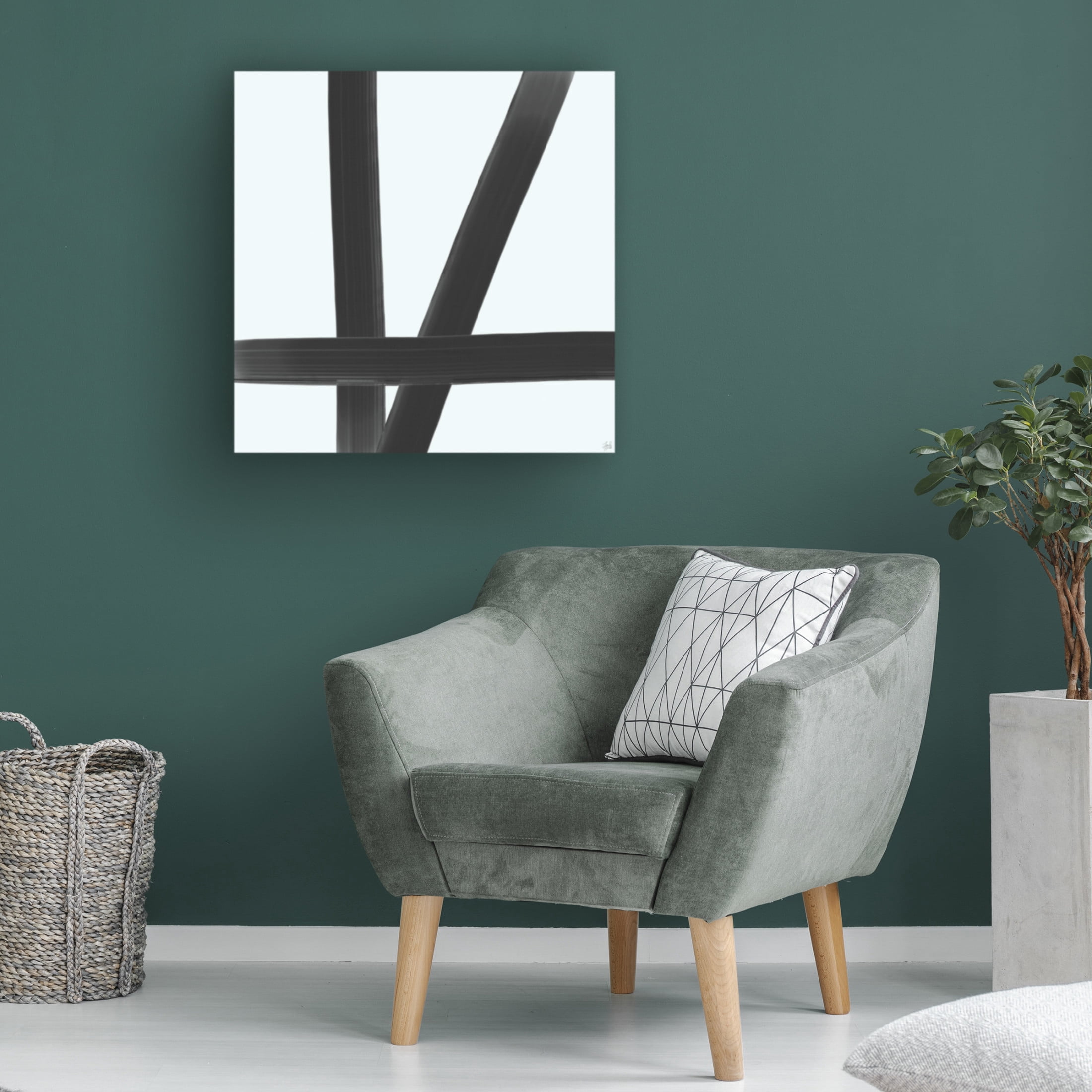 Canvas Wall Art - Line and Brush 'Three Brushed Lines 2' Wall Art for Living Room, Bedroom, or Office Décor by Trademark Fine Art - 24 x 24 Inches