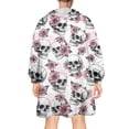 thumbnail image 2 of Wearable Oversized Blanket,White Floral Skull Pattern Wearable Blanket Hoodie for Adults,Cozy Hooded Blankets with Super Pockets,Super Warm Fuzzy Pullover for Women & Men, 2 of 6