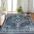 thumbnail image 2 of Washable Area Rugs for Living Room 5x7 Neutral Vintage Distressed Floral Boho Soft Floor Rug Indoor Non Slip Carpet for Bedroom Blue, 2 of 7