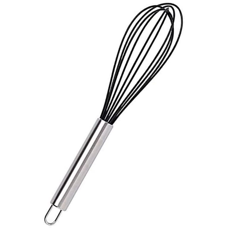 TEEVEA Silicone Whisk,Non Stick Kitchen Whisks for Cooking,Stainless Steel  Metal Wire Silicone Rubber Coated Wisk,Heat Resistant & Non Scratch,Perfect
