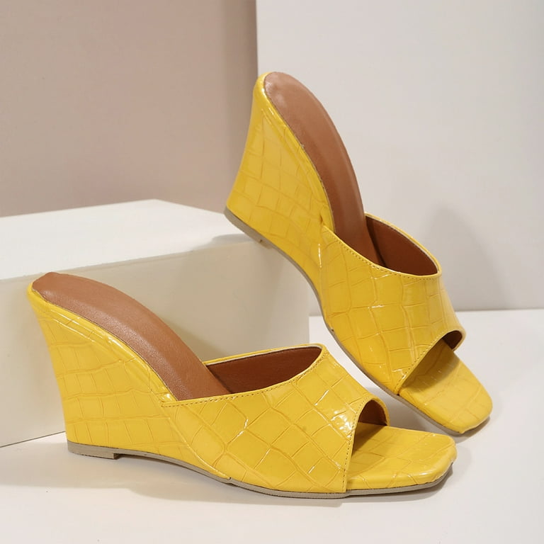 Yellow peep hotsell toe wedges