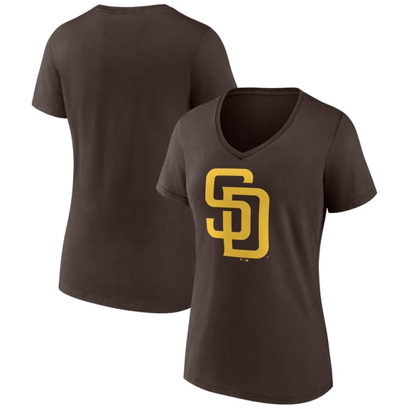 Women's Brown San Diego Padres Official Logo V-Neck T-Shirt