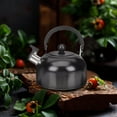thumbnail image 2 of Stainless Steel Whistling Tea Kettle with Wooden Handle - 3L Black, 2 of 6