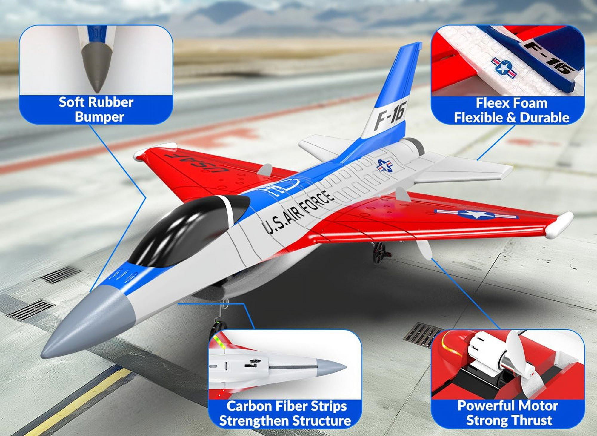 Roofworld Falcon RC Plane F-16 2.4Ghz 2CH Remote Control Airplane Fixed Wing RC Fighter Gifts for Beginners
