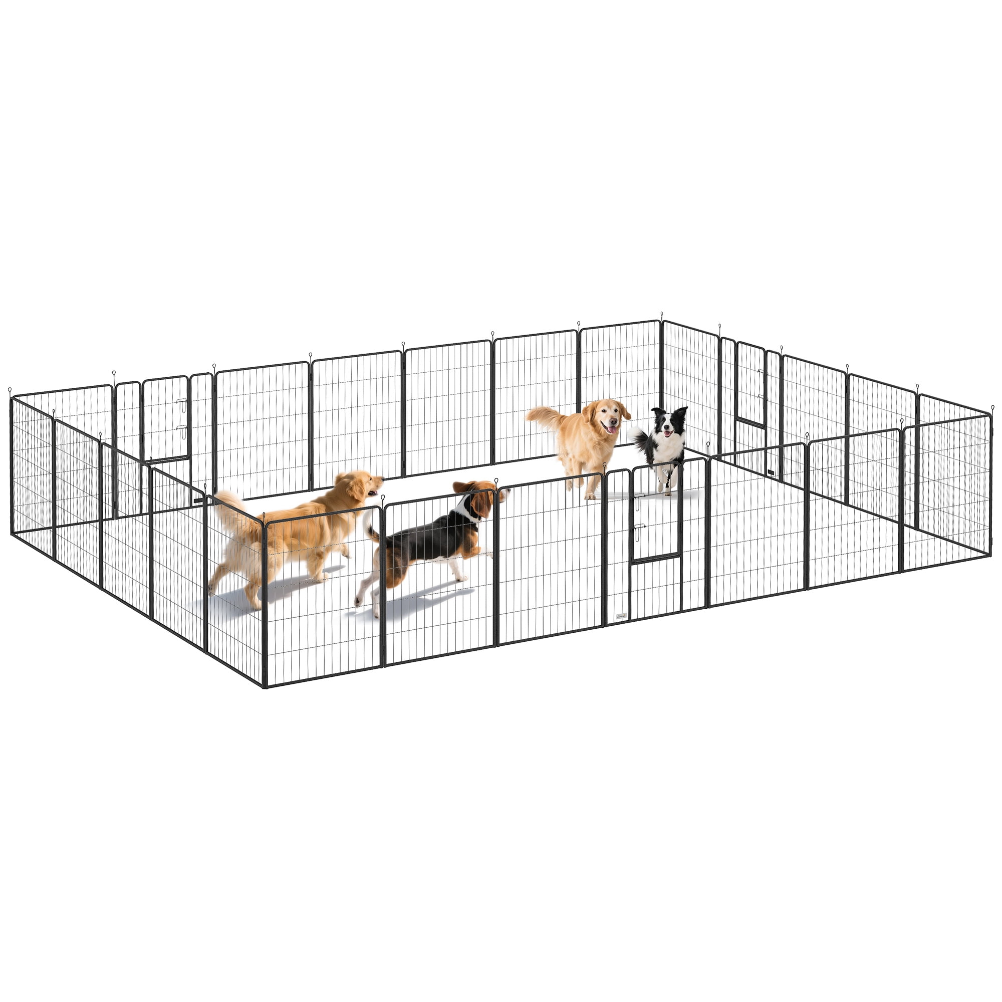 PawHut 39" H Dog Playpen for Indoor and Outdoor, 24 Panels Puppy Play Pen with Lockable Door, DIY Shape Pet Exercise Fence for Multiple Dogs, Gray