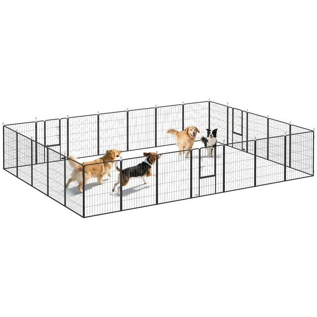 PawHut Parc pour Chien Robuste de 39 Pouces de Hauteur, 24 Panneaux, pour Chiens S m L