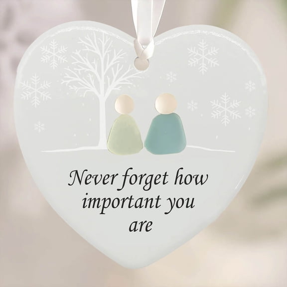 Gmogad Handcrafted Sea Glass Heart Ornament, Friendship Holiday Keepsake, Christmas Tree Hanging Decoration, Thoughtful Gift for Friends, Sisters, Family & Loved Ones