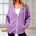 thumbnail image 6 of cocolona Hoodies for Women Solid Color Long Sleeve Fall Winter Drawstring Sweatshirts Loose Casual Zipper Jackets with Pockets, 6 of 7