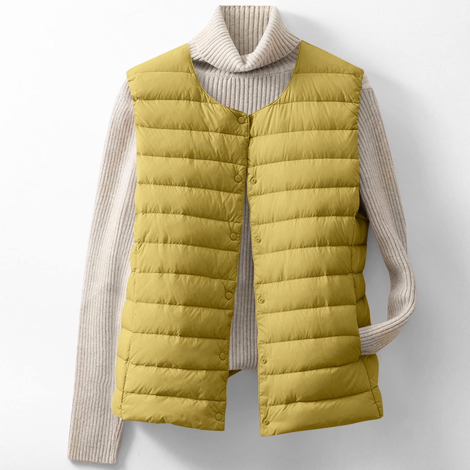Collarless  Down Vest サイズL ovy SWJGLITTR Men's Down Vest Male Collarless Lightweight Puffer Vest