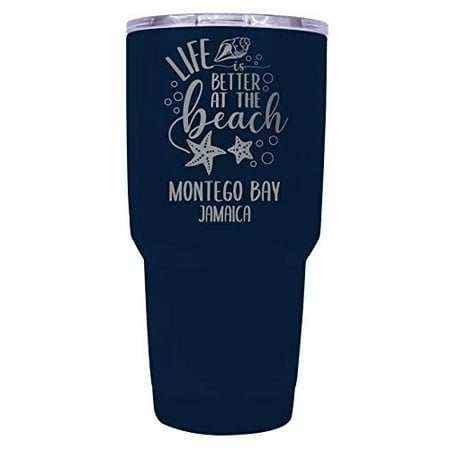 

R and R Imports Montego Bay Jamaica Souvenir Laser Engraved 24 Oz Insulated Stainless Steel Tumbler Navy.