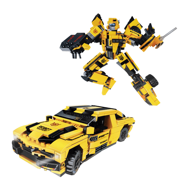 Juguete Bloques de Construcción 2 en 1 Rm Regalomex Carro Robot Transformable para Niños amarillo Grande