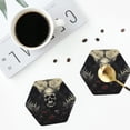 thumbnail image 5 of Pofeuu Vintage Winged Rose Skull Print Leather Coasters Set of 6, Round Cups Mugs Mat Pad for Home Kitchen Heat Resistant Drink Coasters,Hexagon, 5 of 7