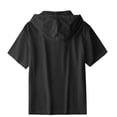 thumbnail image 4 of YueHuiYing Men's Solid-Color Short-Sleeve Hooded T-Shirt with Drawstring Casual Breathable Lightweight Summer Daily Wear Sports Fitness Top, 4 of 5