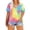 88-Colorful Tie dye, variant on Plus Size Tops 3X Summer Short Sleeve Hawaiian Shirts Womens Green Leaf Blouses Cute Ladies V Neck Tee Tunic Dressy Pullover 3XL 22W 24W