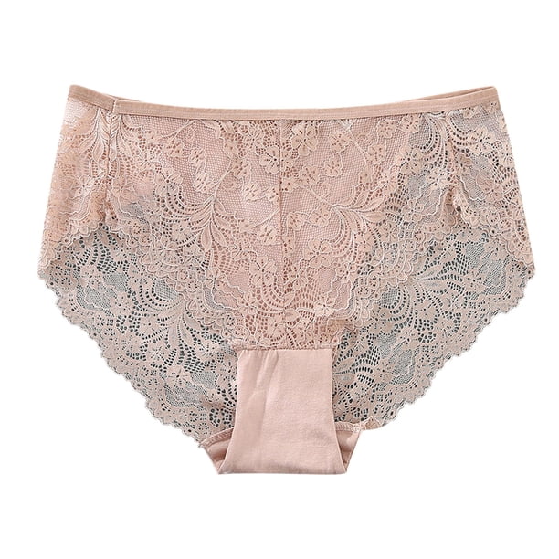 Gibobby Ropa interior hipster para mujer Ropa interior calada Sexy encaje para mujer, cintura trasera encaje, cintura media alta, hueco, transpirable, cinturón ensanchado, bragas(Rosa, XL)