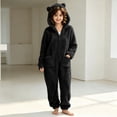 thumbnail image 3 of JOANKDMI Girls Fuzzy Fleece Size 7-8 Onesie Pajamas with Cute Ears Hood and Pockets Zipper One Piece Jumpsuit Warm Fluffy Sleepwear for Winter Lounge Homewear, 3 of 7