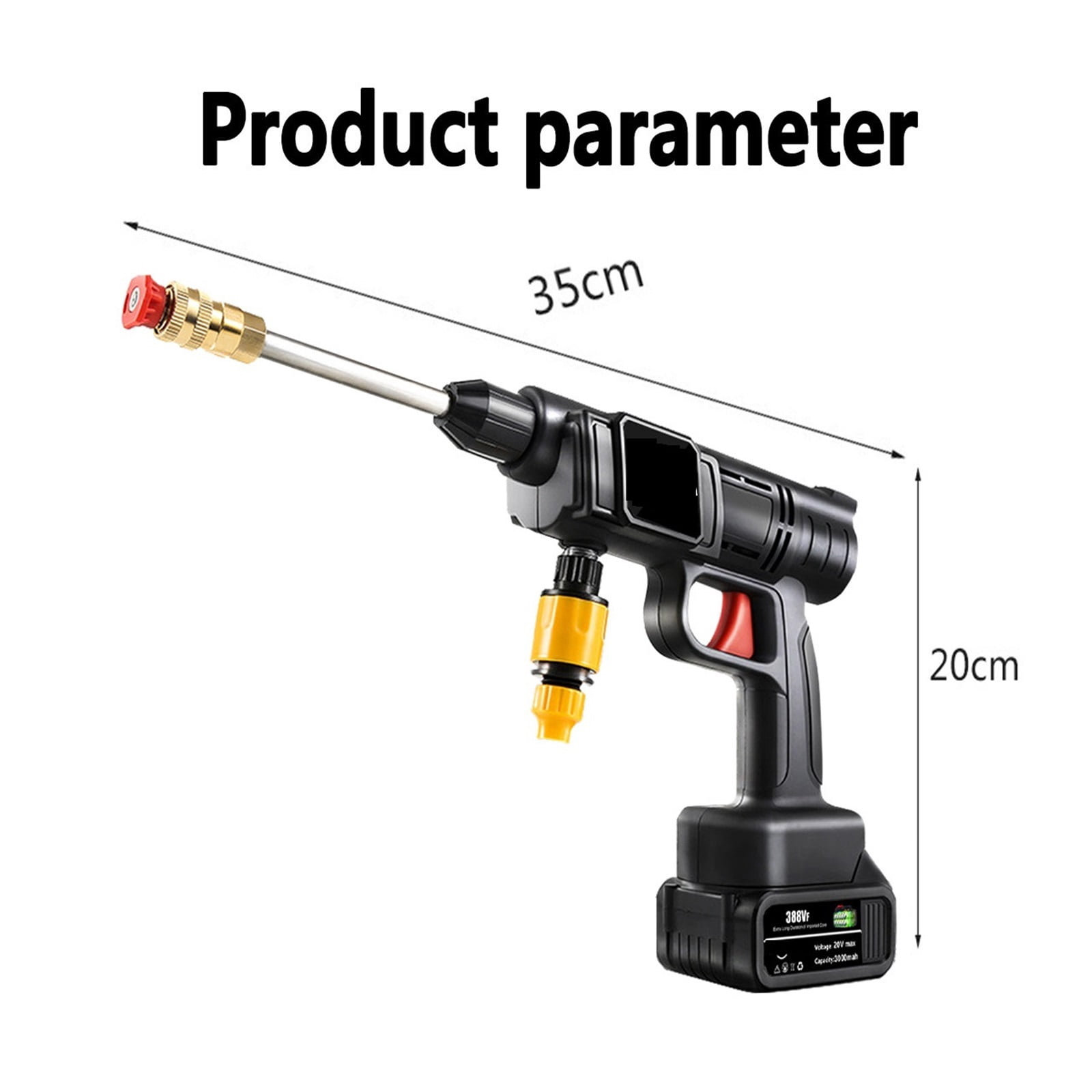 30Bar Wireless High Pressure Car Wash Washer Gun Foam Generator Water Gun Spray Cleaner With Box for 18V Battery ,Easy to Use