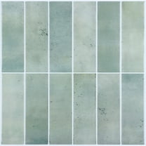 CHIHUT Green Rectangular Kitchen Backsplash Tiles Peel and Stick Marble Stick on Backsplash Tiles for Bathroom Backsplash Self Adhesive Thick Wall Tile for Sink Vanity Backsplash 12"X12" 6 Sheets