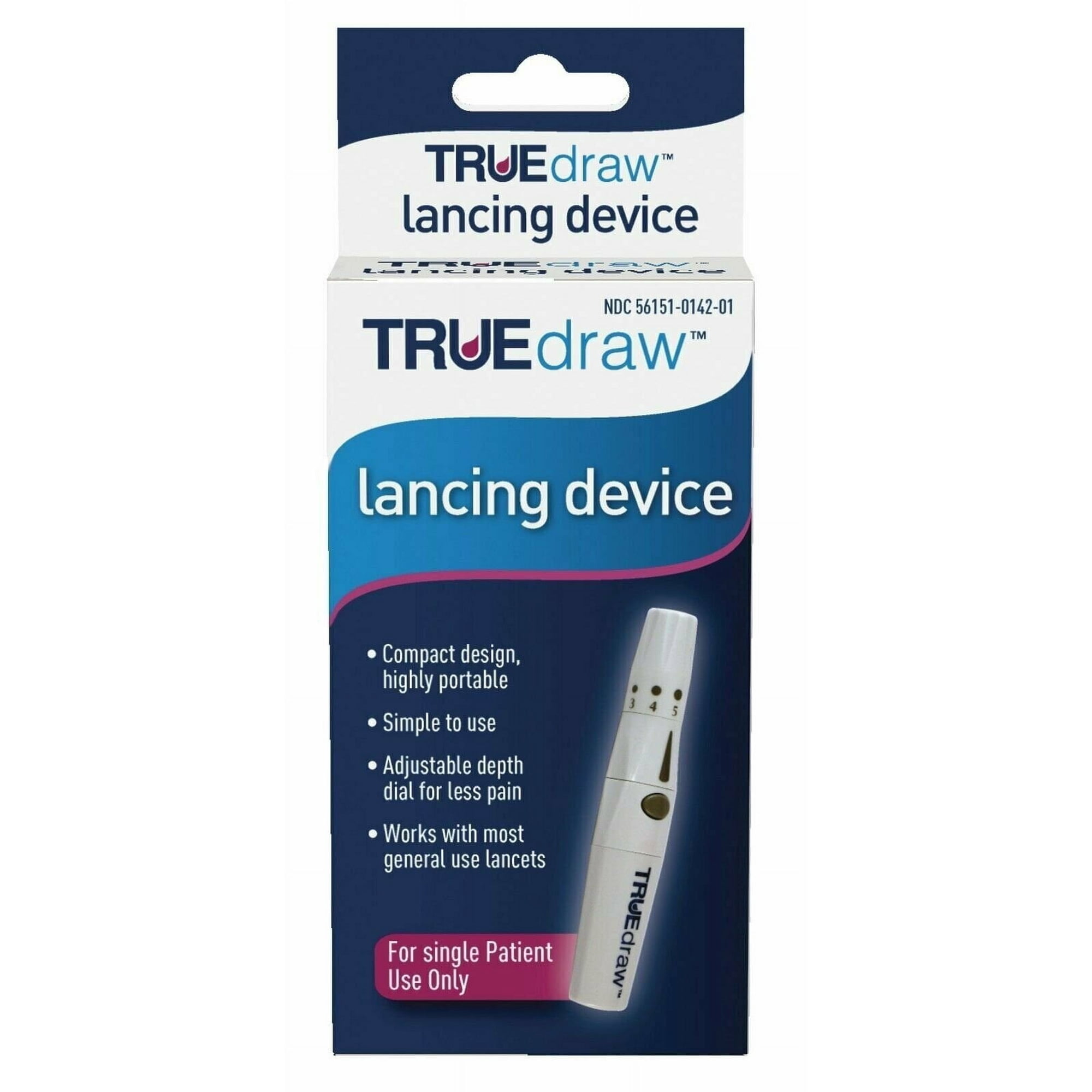 TRUEdraw Lancing Device KV1390 Pen Diabetic Blood Glucose Testing, 1 Each