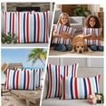 thumbnail image 5 of Red Blue Stripe Outdoor Waterproof Pillow Covers, Gradient Geometric White Vertical Striped Decorative Square Throw Pillowcase Sofa Cushion Sham for Patio/Couch/Chair, 20"x20" 2 Pack, 5 of 8