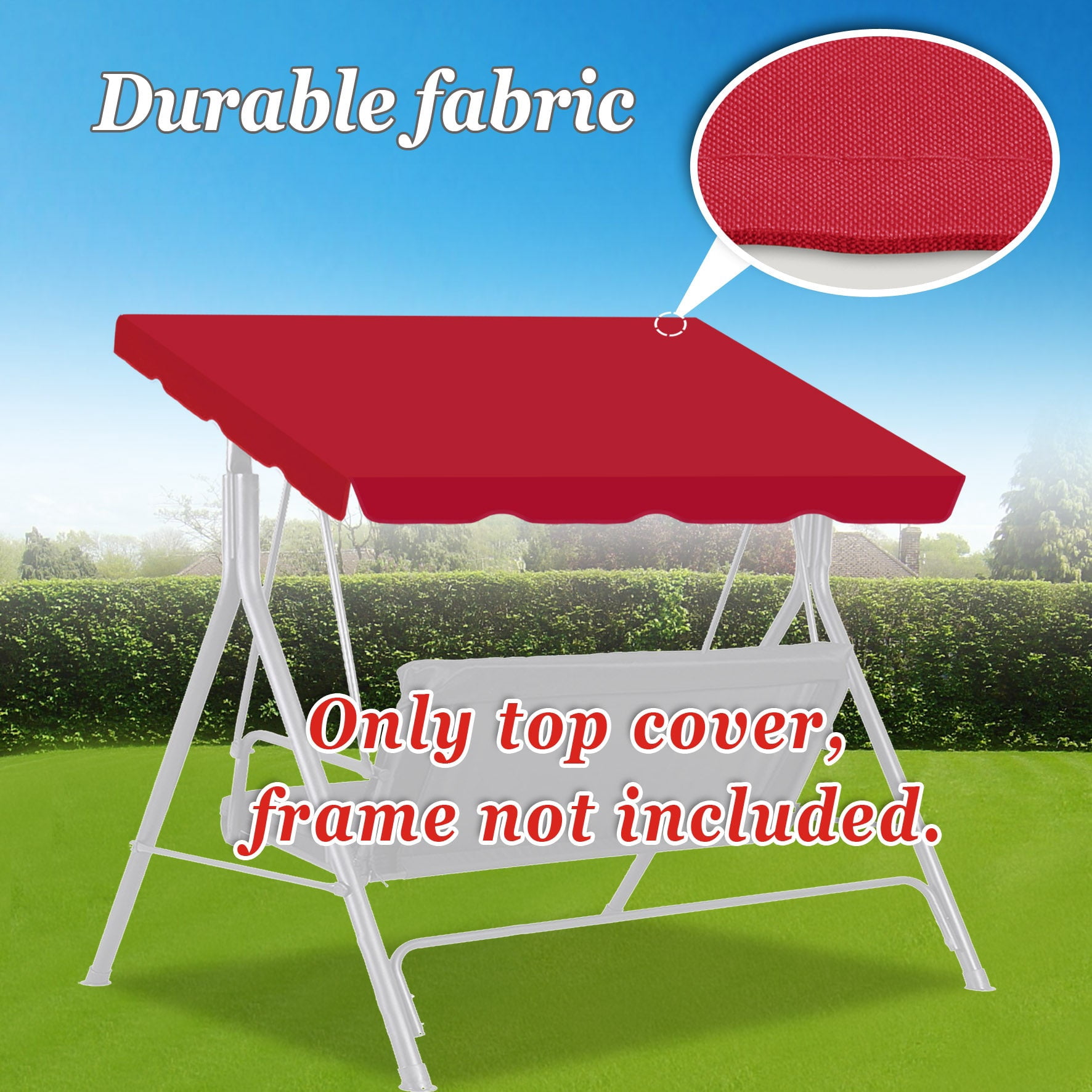 SOLAXO 73"x52" Patio Swing Canopy Replacement Top Outdoor Seater Porch Swing Canopy Cover, Cover ONLY, Burgundy