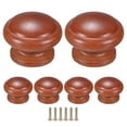 thumbnail image 1 of Uxcell 6-Pack Pomos de Armario de Cocina, 1-3/8 In(35mm) Tirador Redondo de Madera Sólida, Hardware de Pomo de Cajón [Marrón], 1 of 1