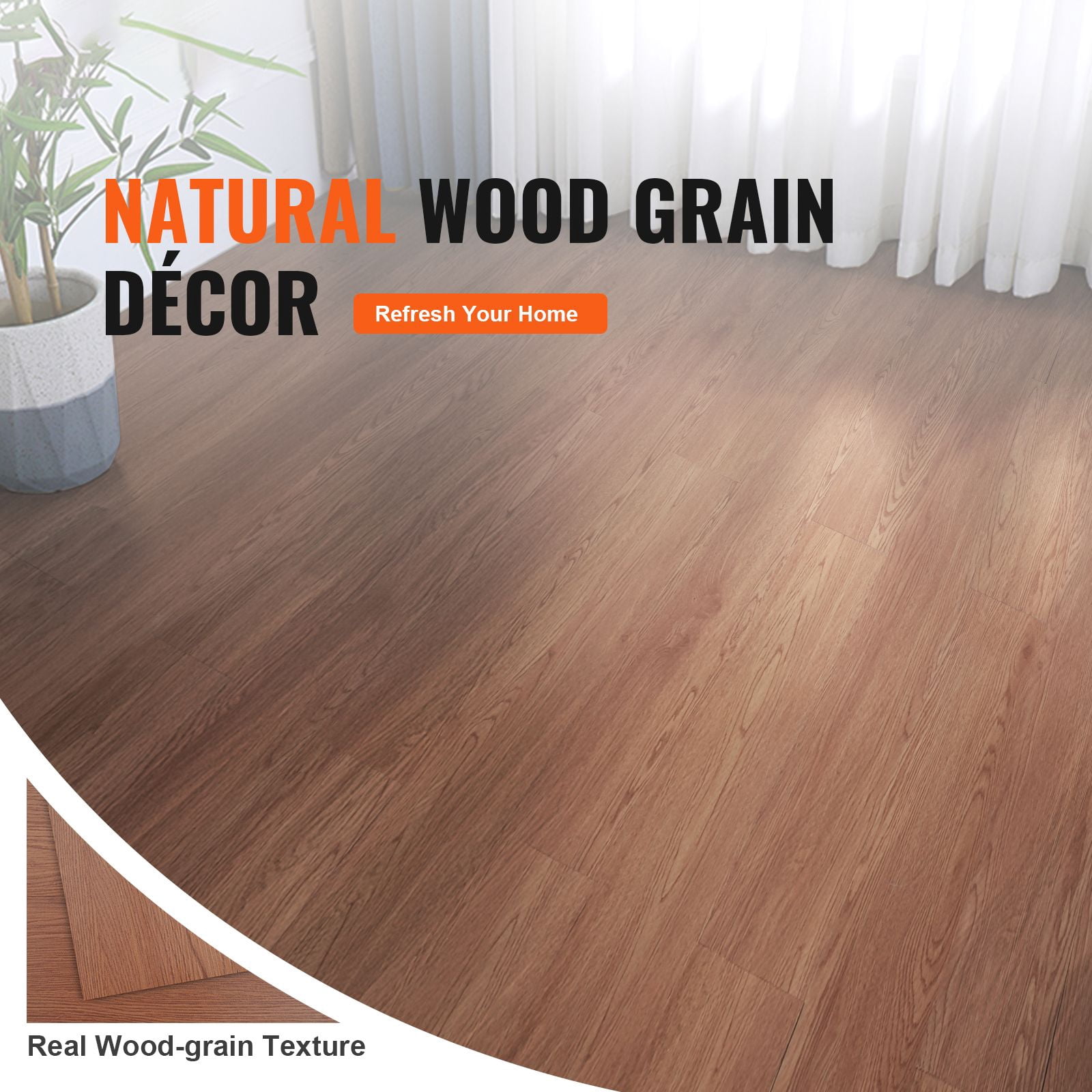 Peel and Stick Floor Tiles 36x6 inch, 36 Pack Wood Grain Vinyl Tiles, 2.5mm Thick Self Adhesive Flooring for Kitchen, Bathroom, Bedroom DIY Home Decor Deep Brown Wood Grain 36 pcs