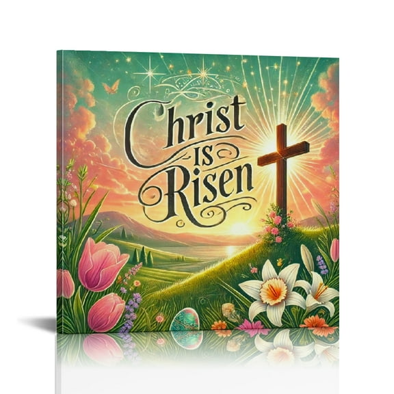 Vintage Easter Christian Jesus Wall Art Jesus Leaves the Tomb Canvas Painting Resurrected Savior Leaves the Tomb He Is Risen Posters Prints for Church Home Bedroom living room Home Wall Decor Framed