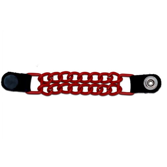 Daniel Smart Motorcycle Vest Extender - Plain Silver Double Chain with Powder coated Fire Red Design with Snap Buttons