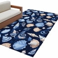 thumbnail image 2 of Summer Watercolor Style Washable Area Rugs 4'x6', Blue Ocean Brown Shell Nautilus Low Pile Throw Living Room Rug Non-Slip Sturdy Edge Binding Carpet for Indoor Entryway Bedside Kitchen, 2 of 9