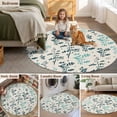 thumbnail image 5 of Teal Green Botanical Round Area Rug 4Ft Washable Circle Rugs for Bedroom Dining Room, Rustic Country Spring Floral Summer Leaf Non-Slip Carpet Floor Mats Indoor Outdoor Carpet Runner Home Decor, 5 of 8